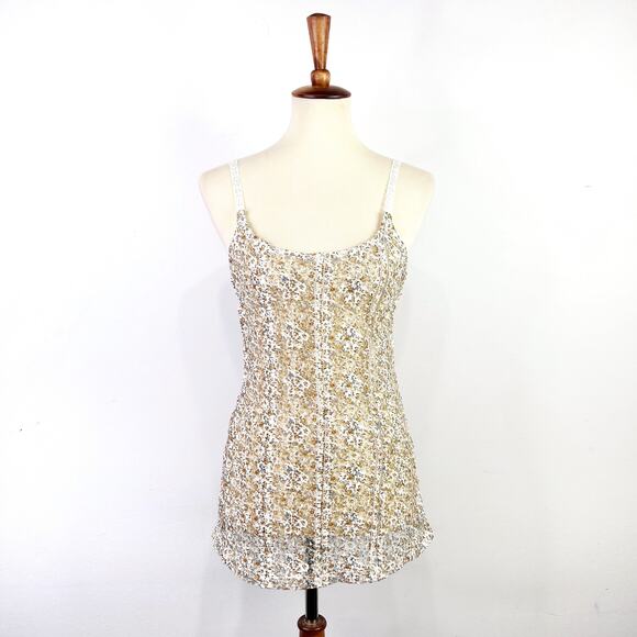 Vintage h.i.p. 90s y2k floral semi sheer spaghetti strap tank top Size XS - Picture 1 of 6